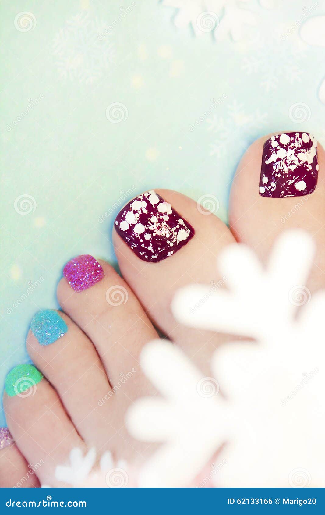 Winter manicure . stock photo. Image of foot, nails, holiday - 62133166