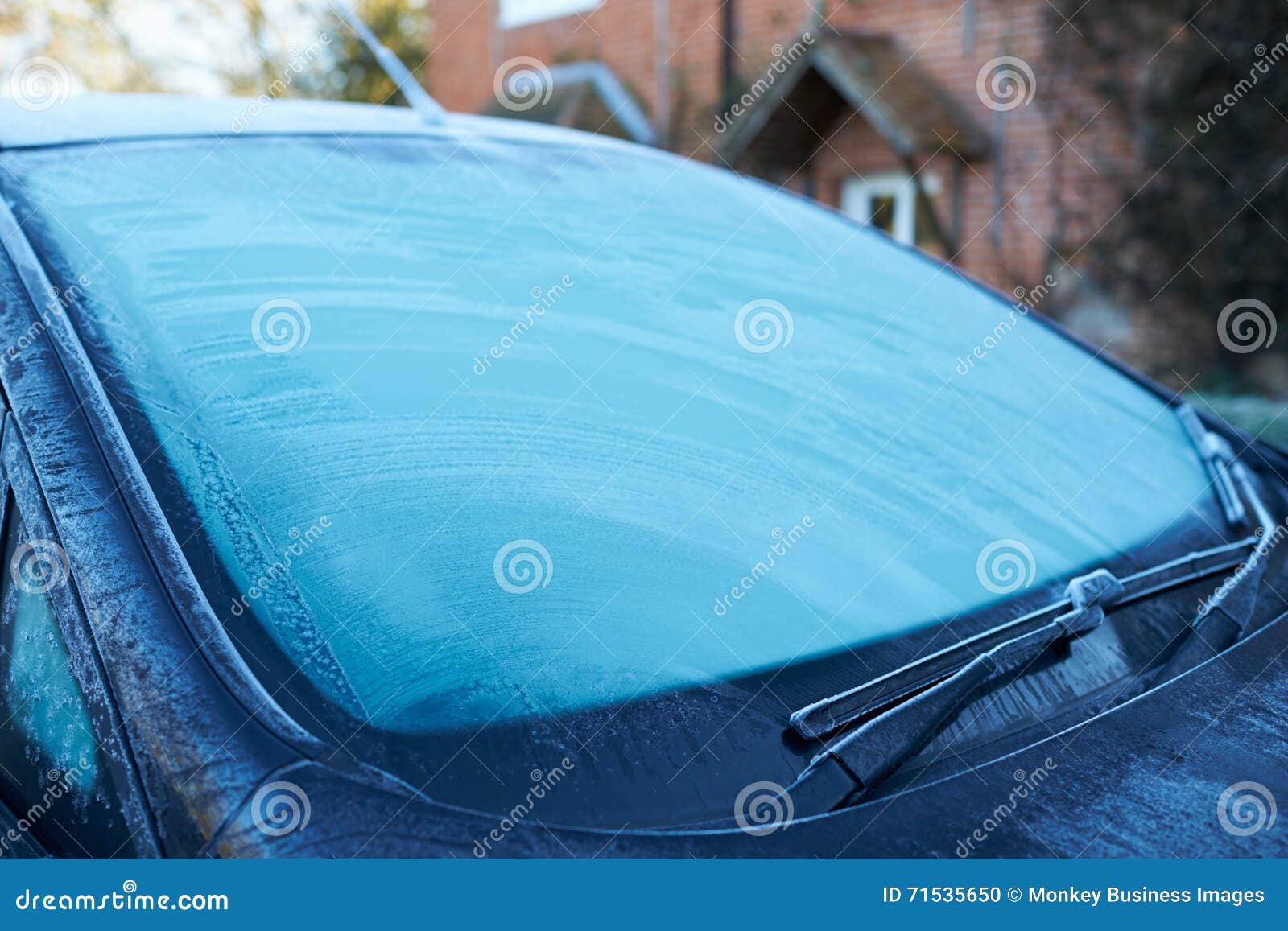 Winter Morning with Ice on Car Windshield Stock Photo Image of frozen