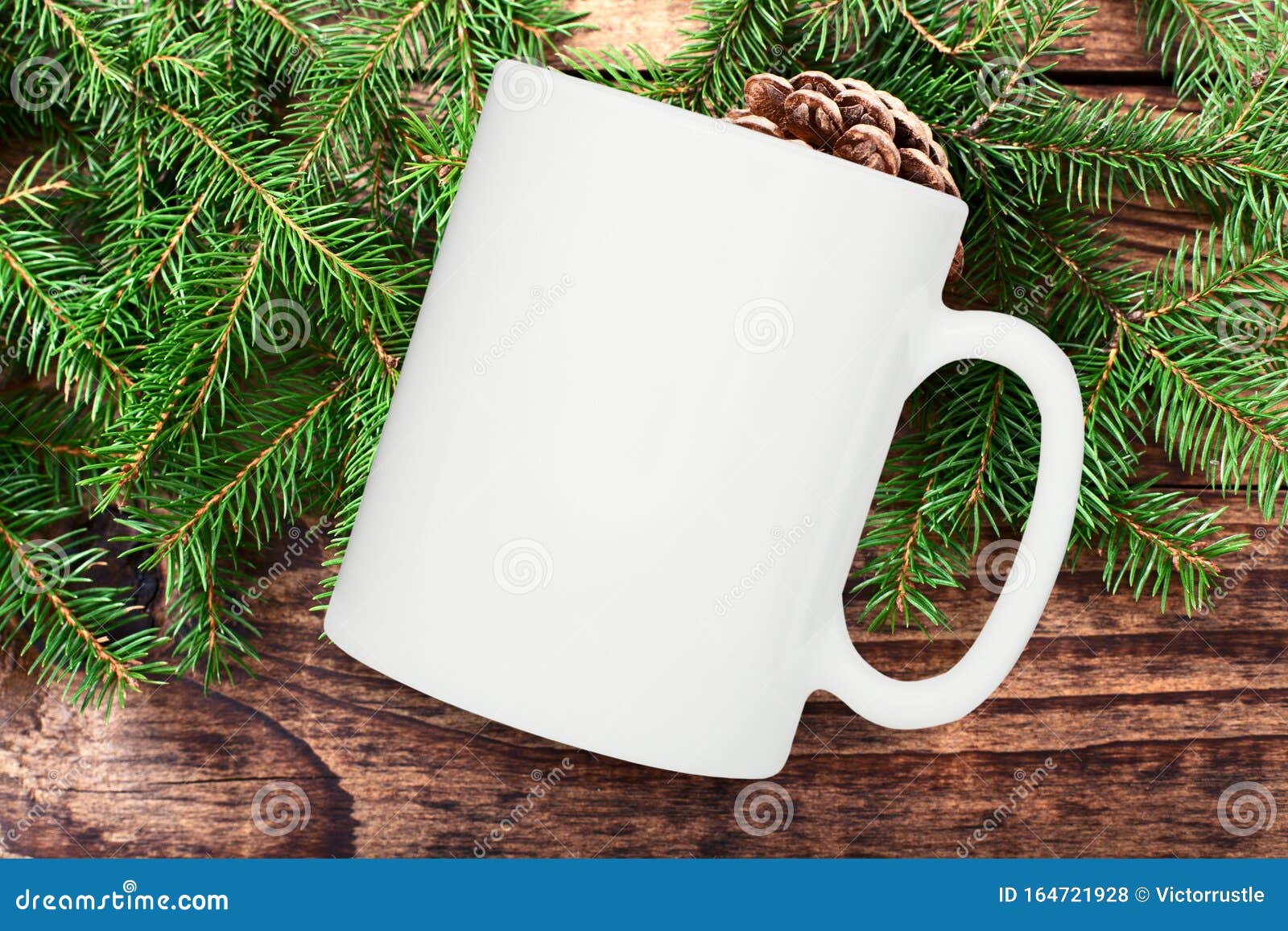 Download Winter Mug Mockup Blank Cup With Christmas Tree Presents Stock Photo Image Of Seasonal Wooden 164721928