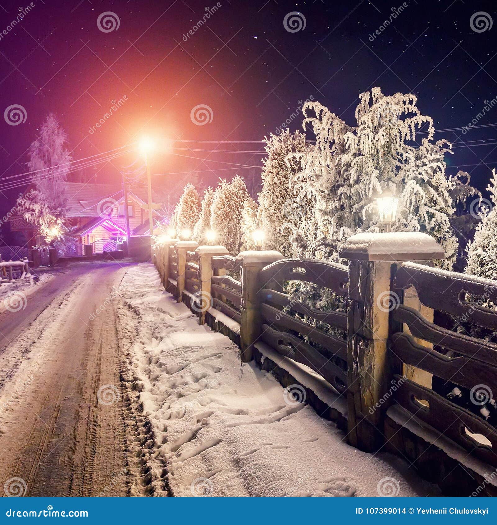 Snowy Winter Night Mountains 