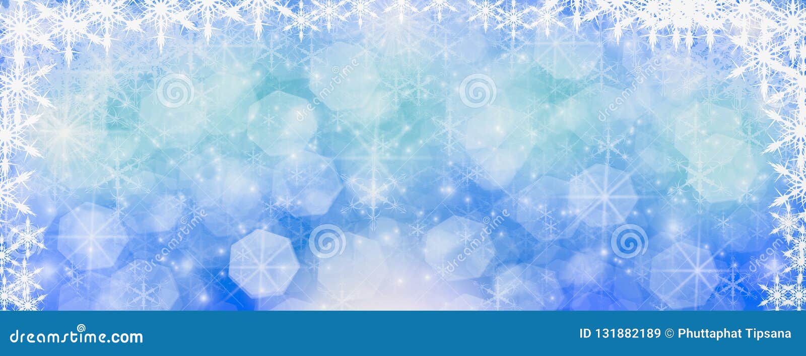 winter outdoor with falling snowflakes, panoramic web banner horizontal, with snow background, bokeh and glittering, concept of c