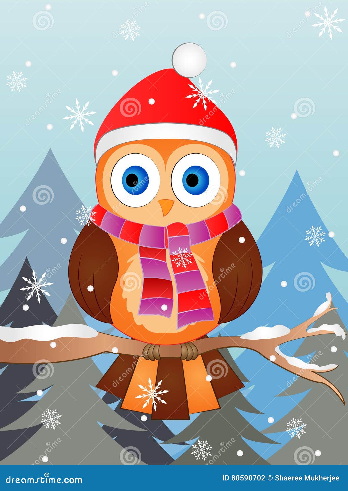 Winter Owl Vector Illustration Stock Vector - Illustration ...