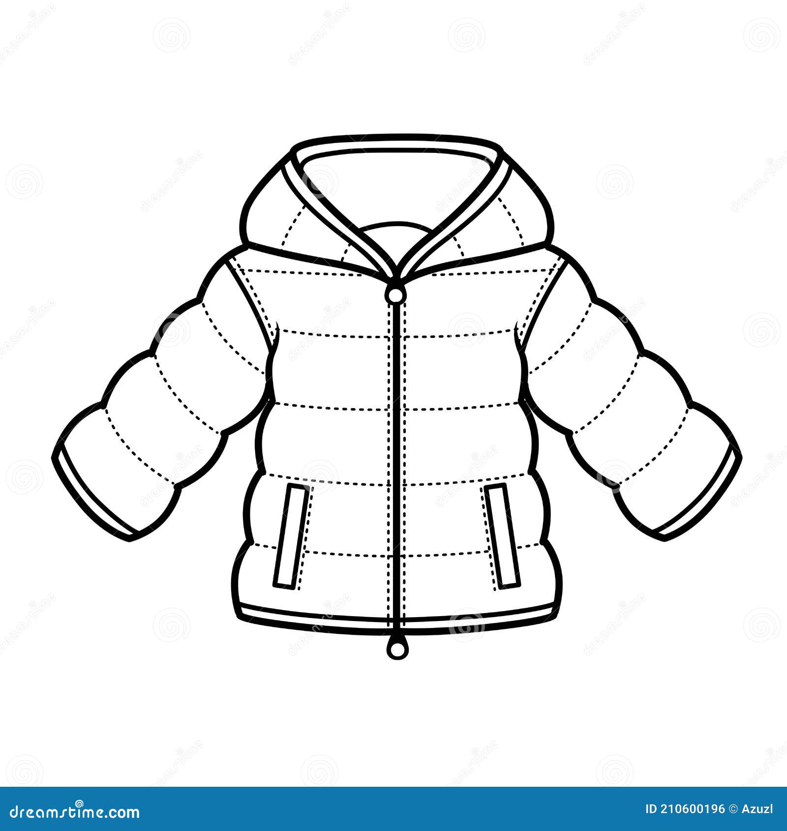 Winter Padded Jacket with Hood for Boy Outline for Coloring on a White  Stock Vector - Illustration of background, element: 210600196