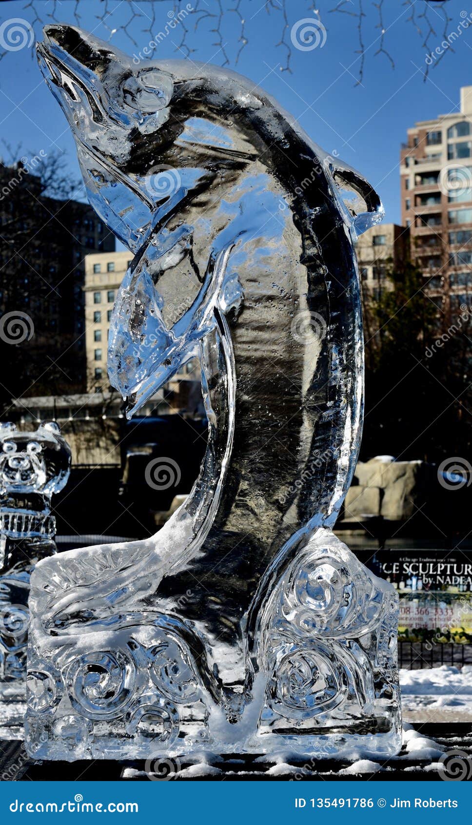 Chicago Winter Holiday Polar Bear Ice Sculpture Luge