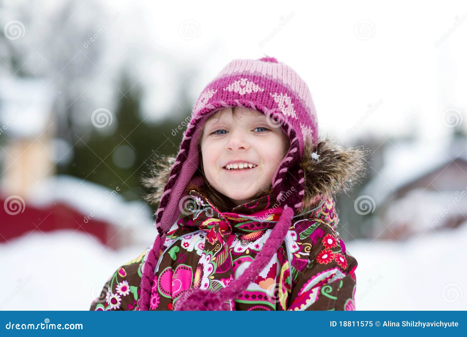 Winter Portrait of Adorable Child Girl in Jumper Stock Image - Image of ...