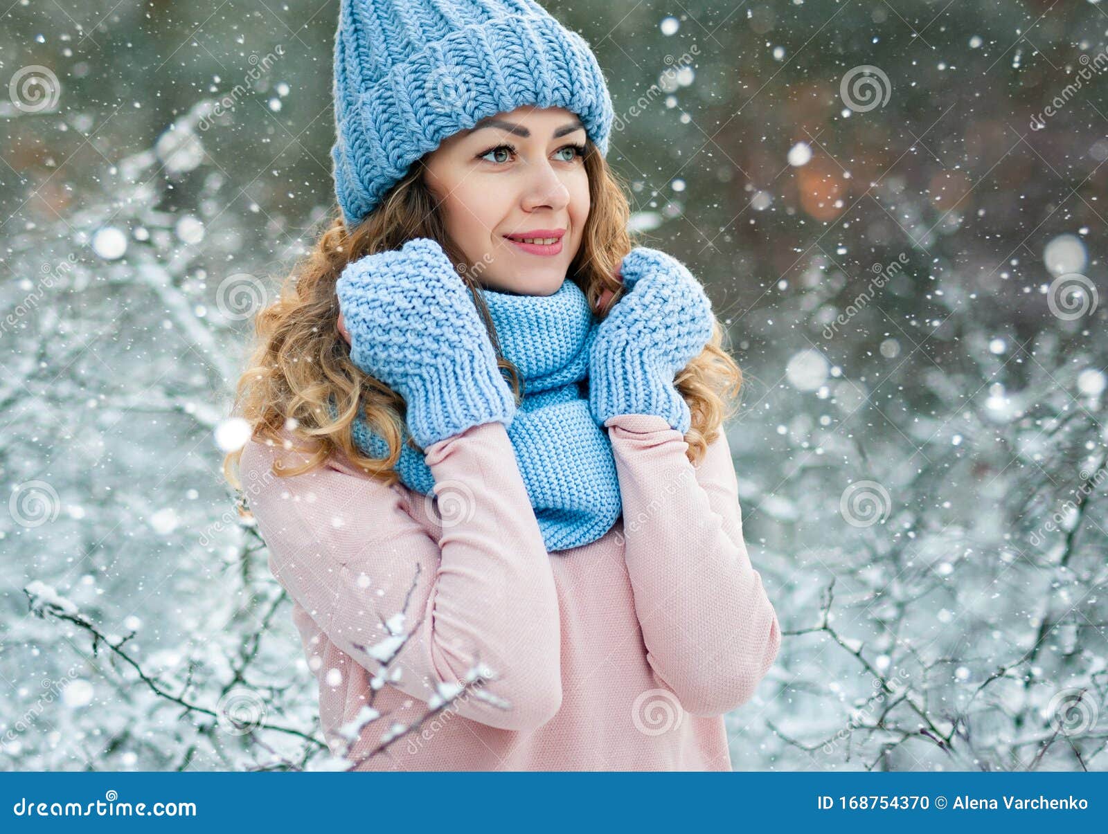 Young Woman Enjoy a Snow World in Outdoors Stock Photo - Image of ...