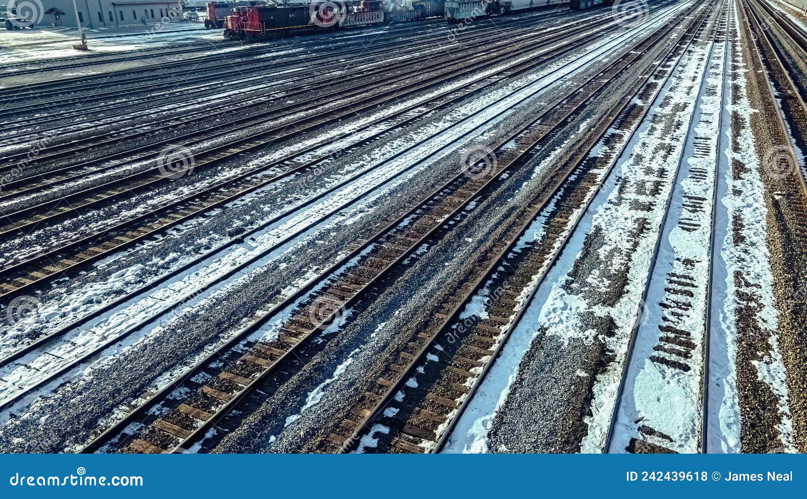 winter railyard with snow during the day