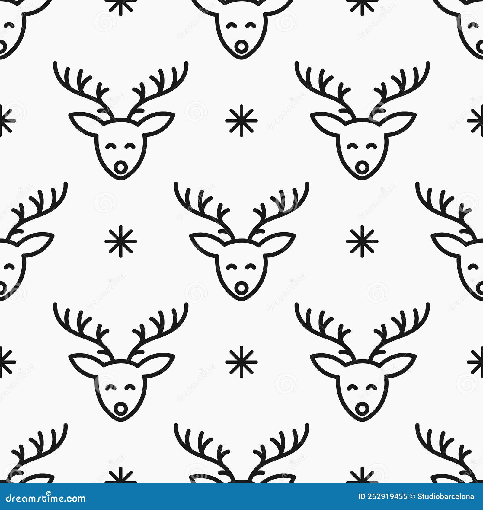 Winter Reindeers Line Seamless Pattern Stock Vector - Illustration of