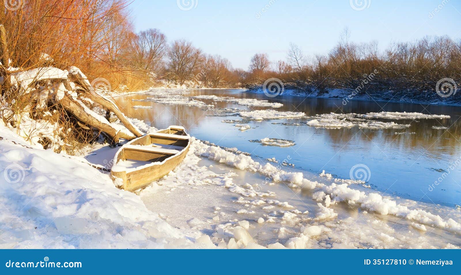 The Winter River Stock Photo - Image: 35127810