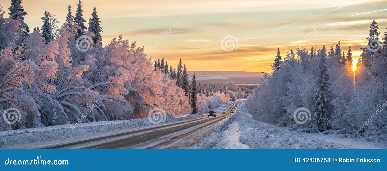 a winter road in northern sweden