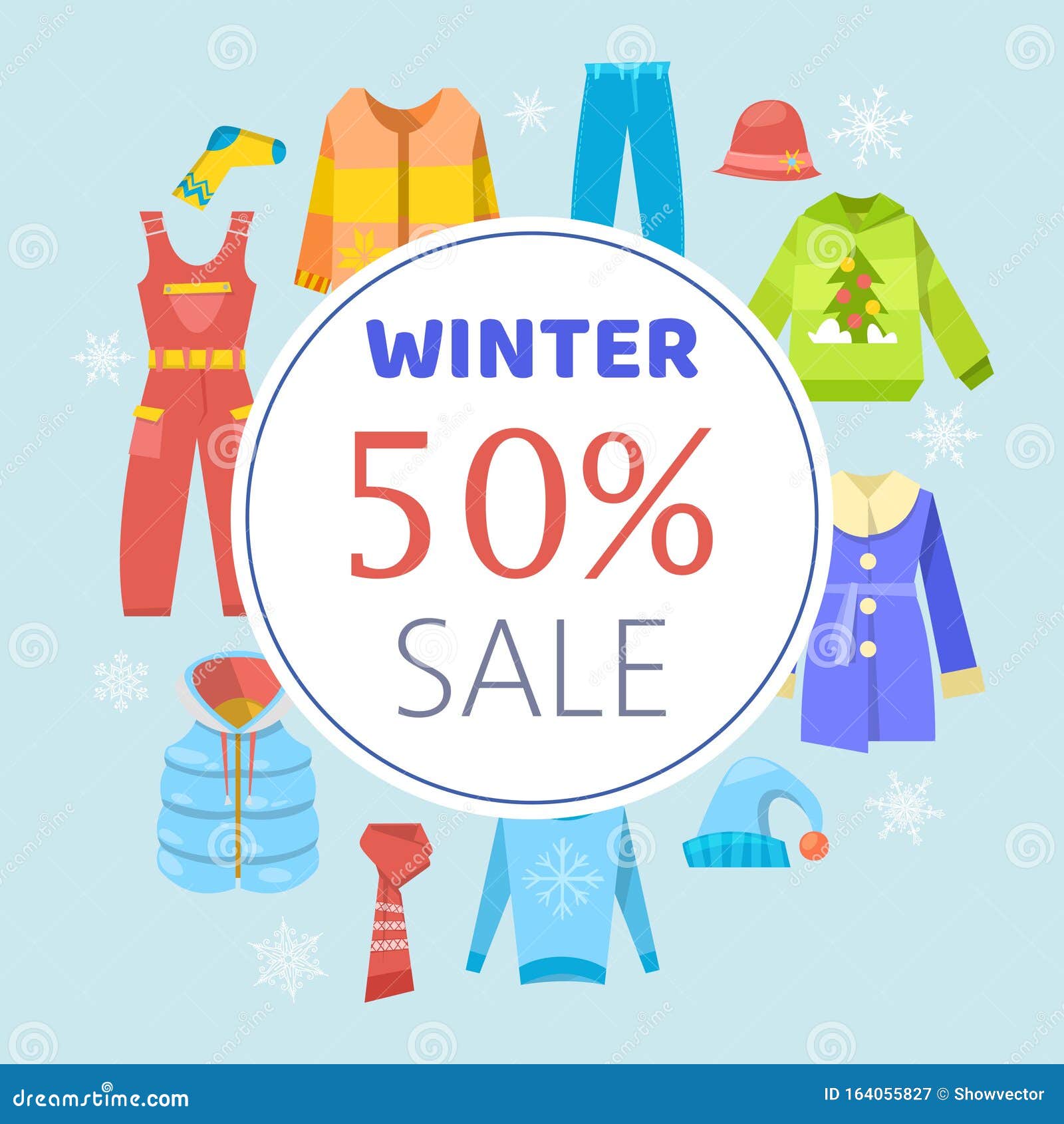 Winter Sale Clothing and Accessories Vector Illustration Poster. Winter ...