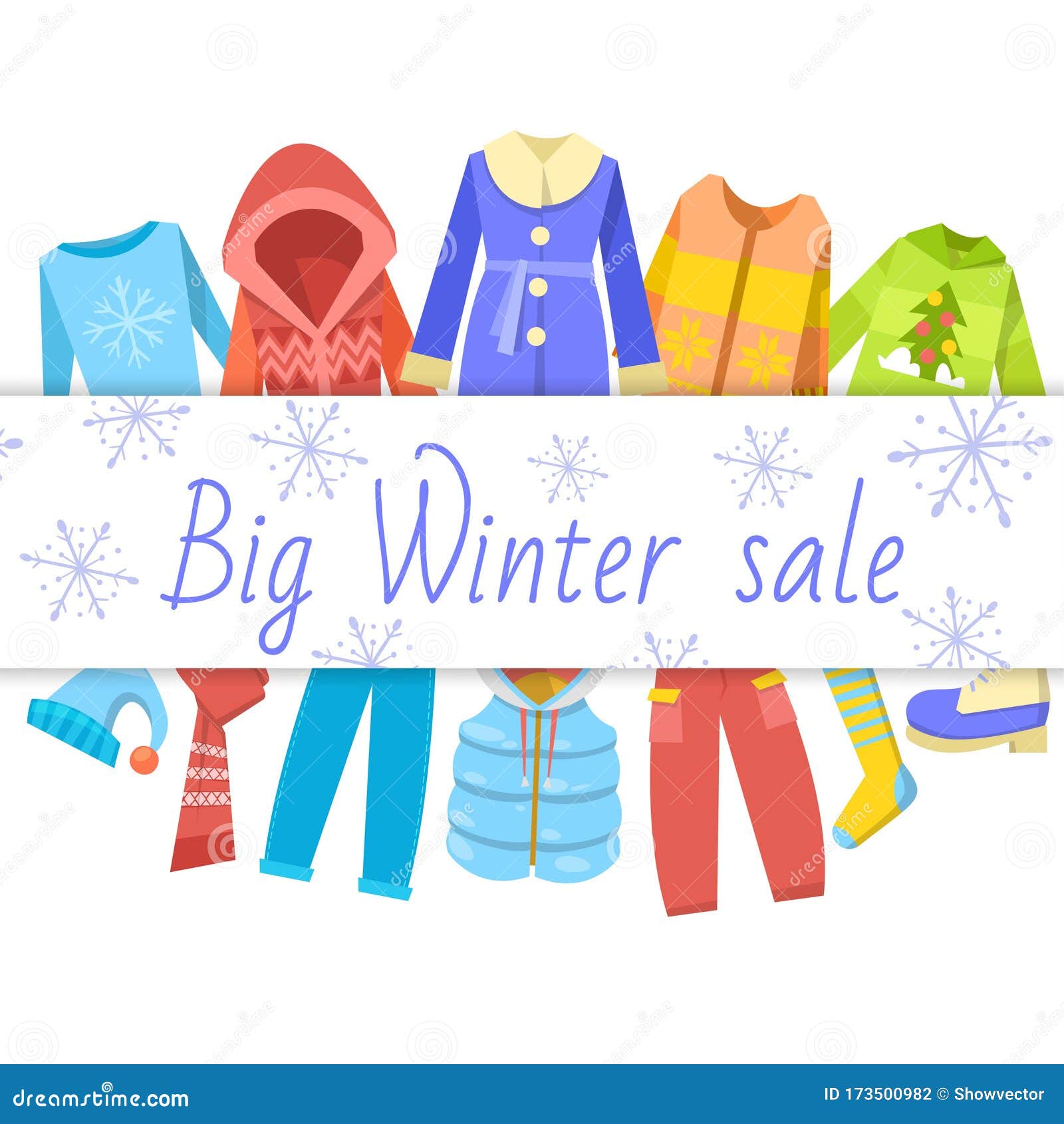 Winter Sale Clothing Banner Vector Illustration with Text, Jacket, Coat ...