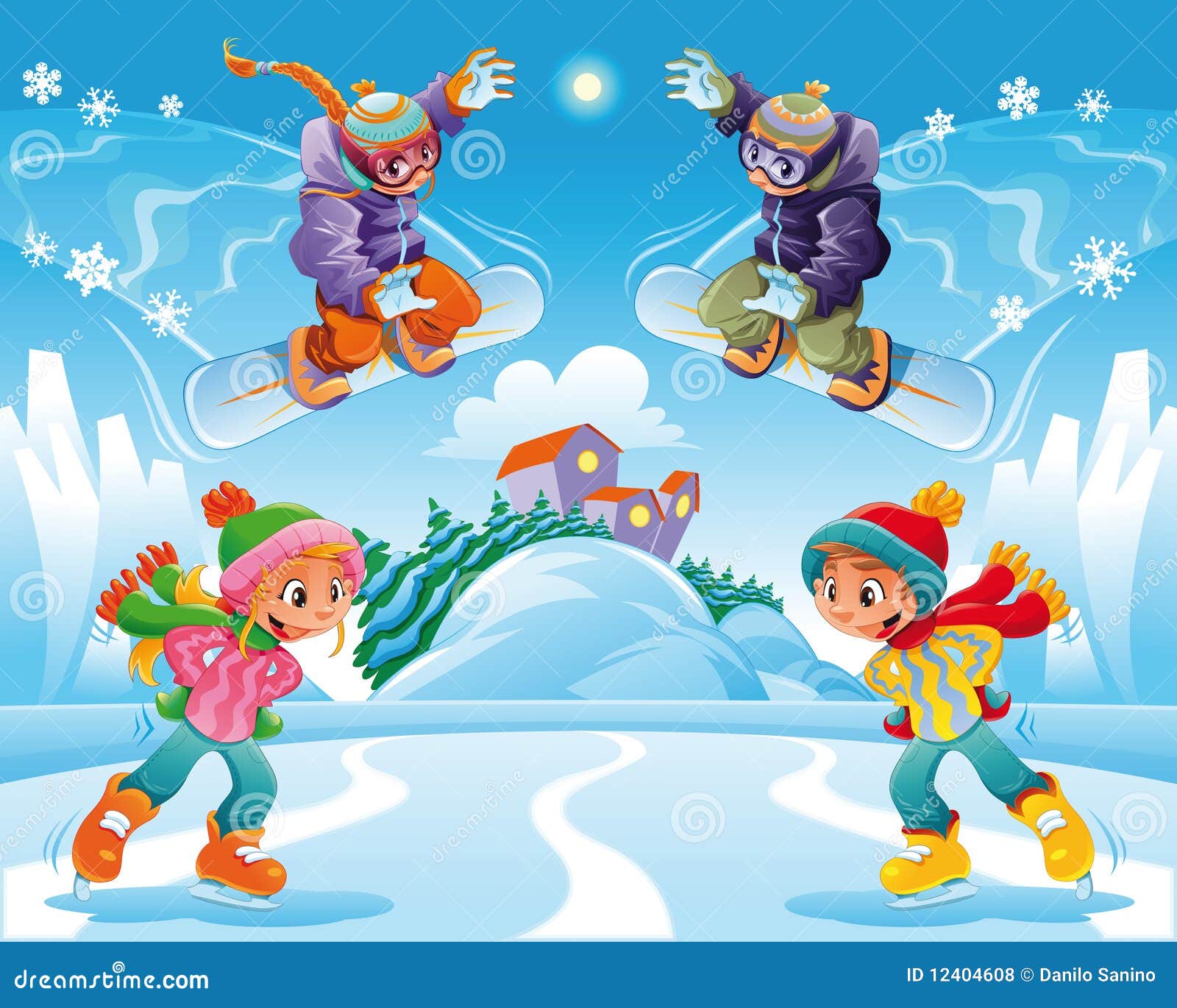 winter scene cartoon winter scene cartoon