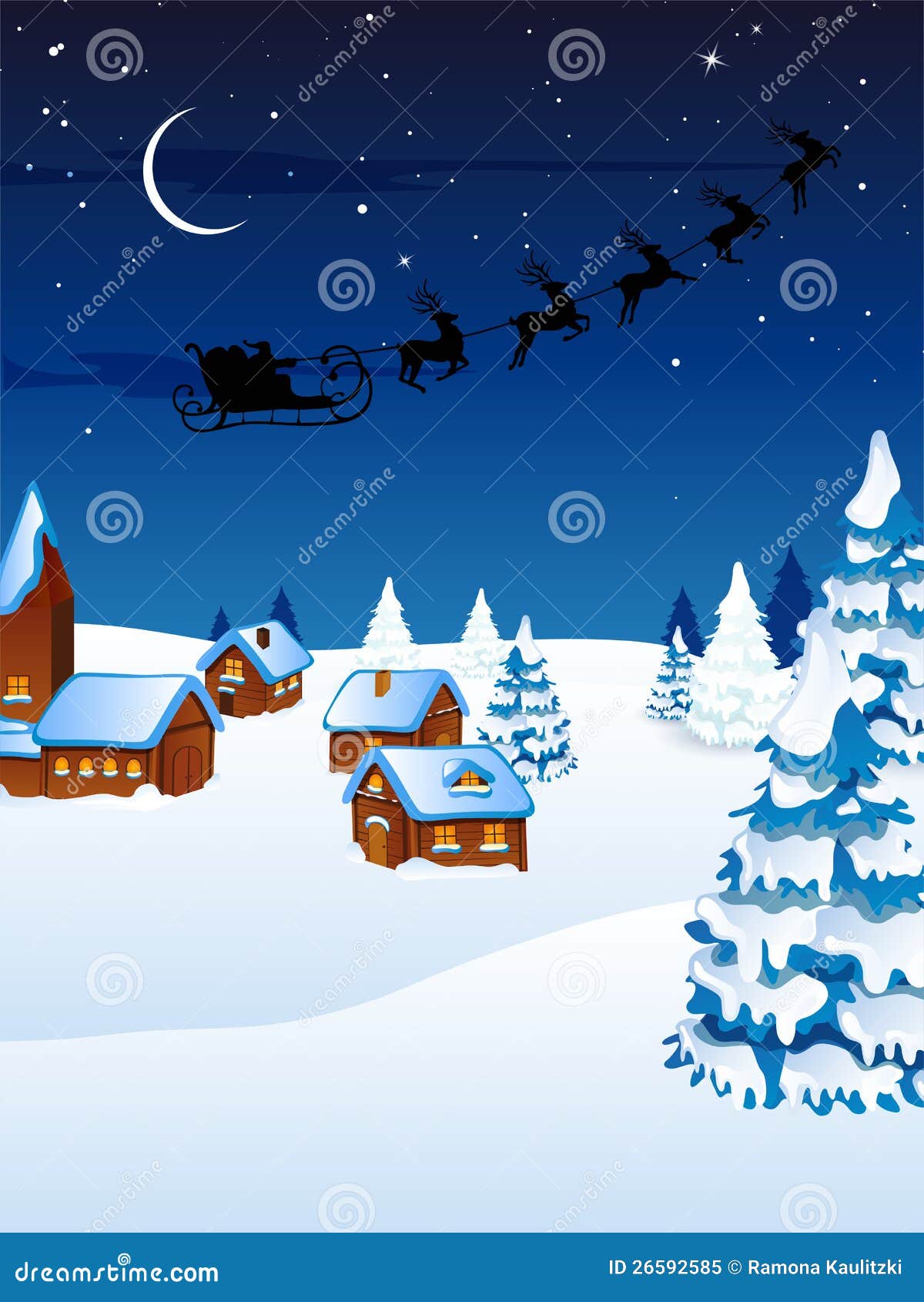 Winter Scene - Christmas Card Stock Illustration - Image 