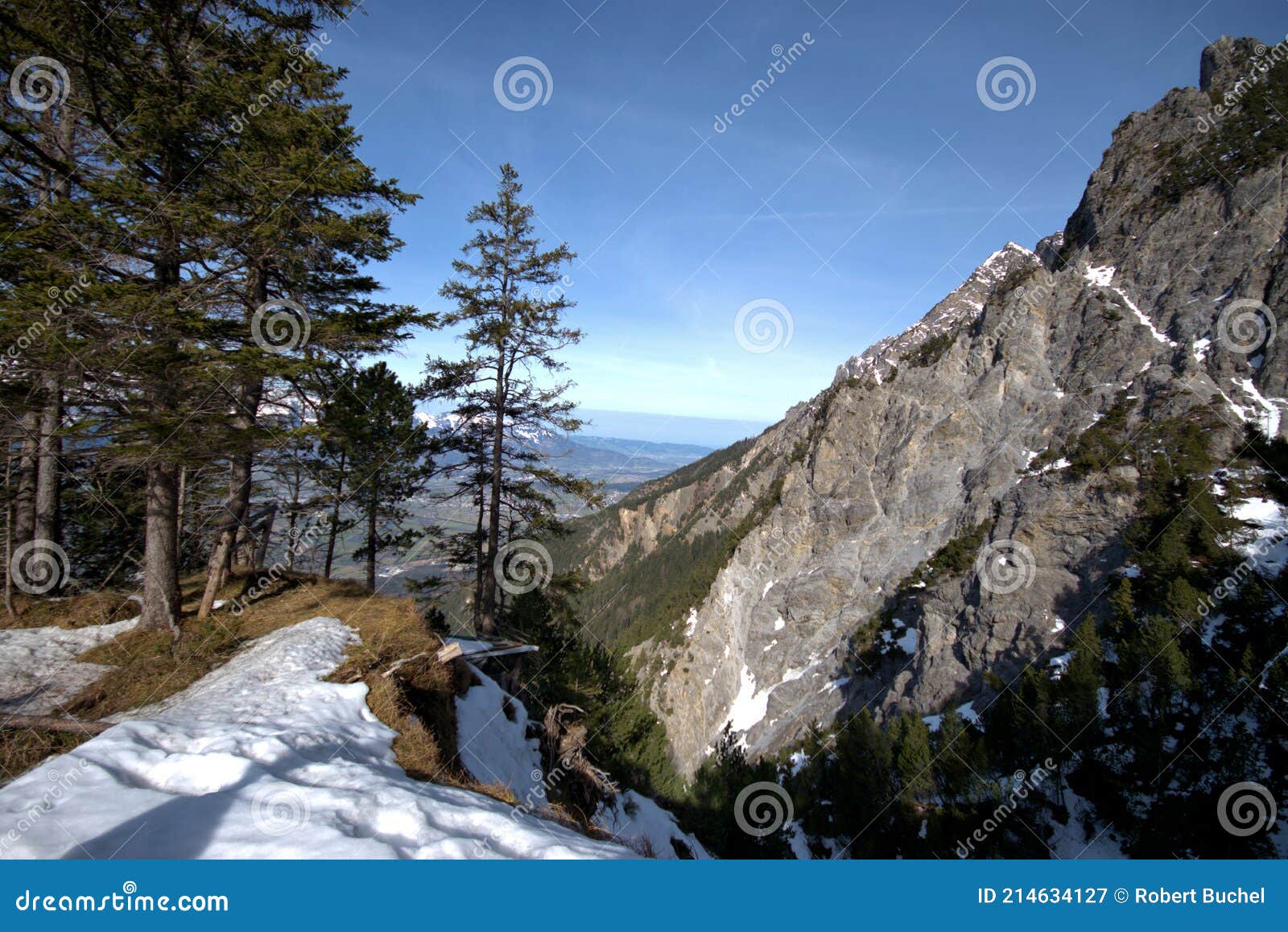 Winter Scenery in the Alps in Liechtenstein 19.2.2021 Stock Image ...