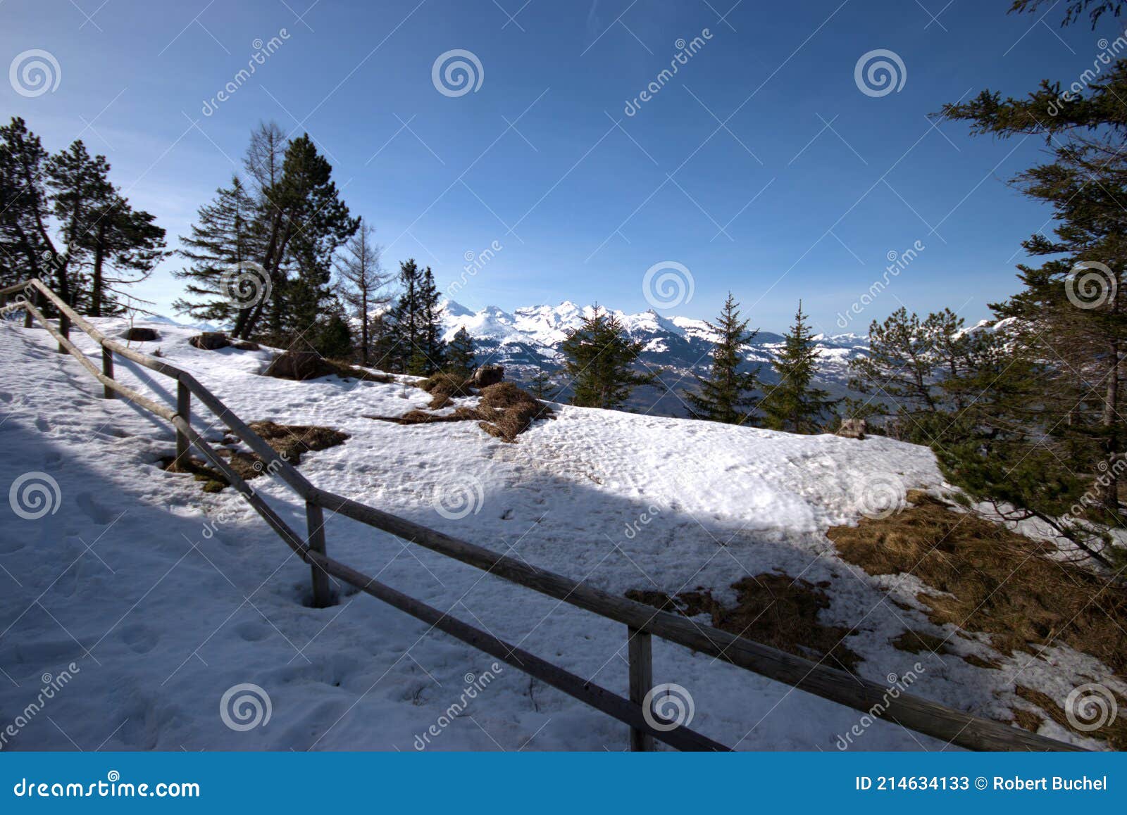 Winter Scenery in the Alps in Liechtenstein 19.2.2021 Stock Image ...