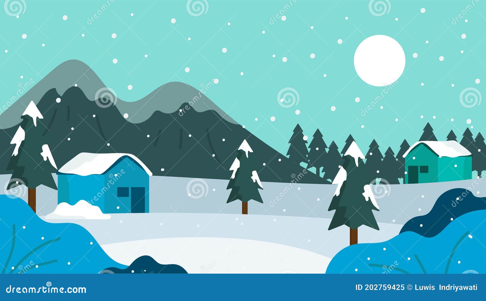 Winter Season Landscape Cartoon Background Vector Illustration ...