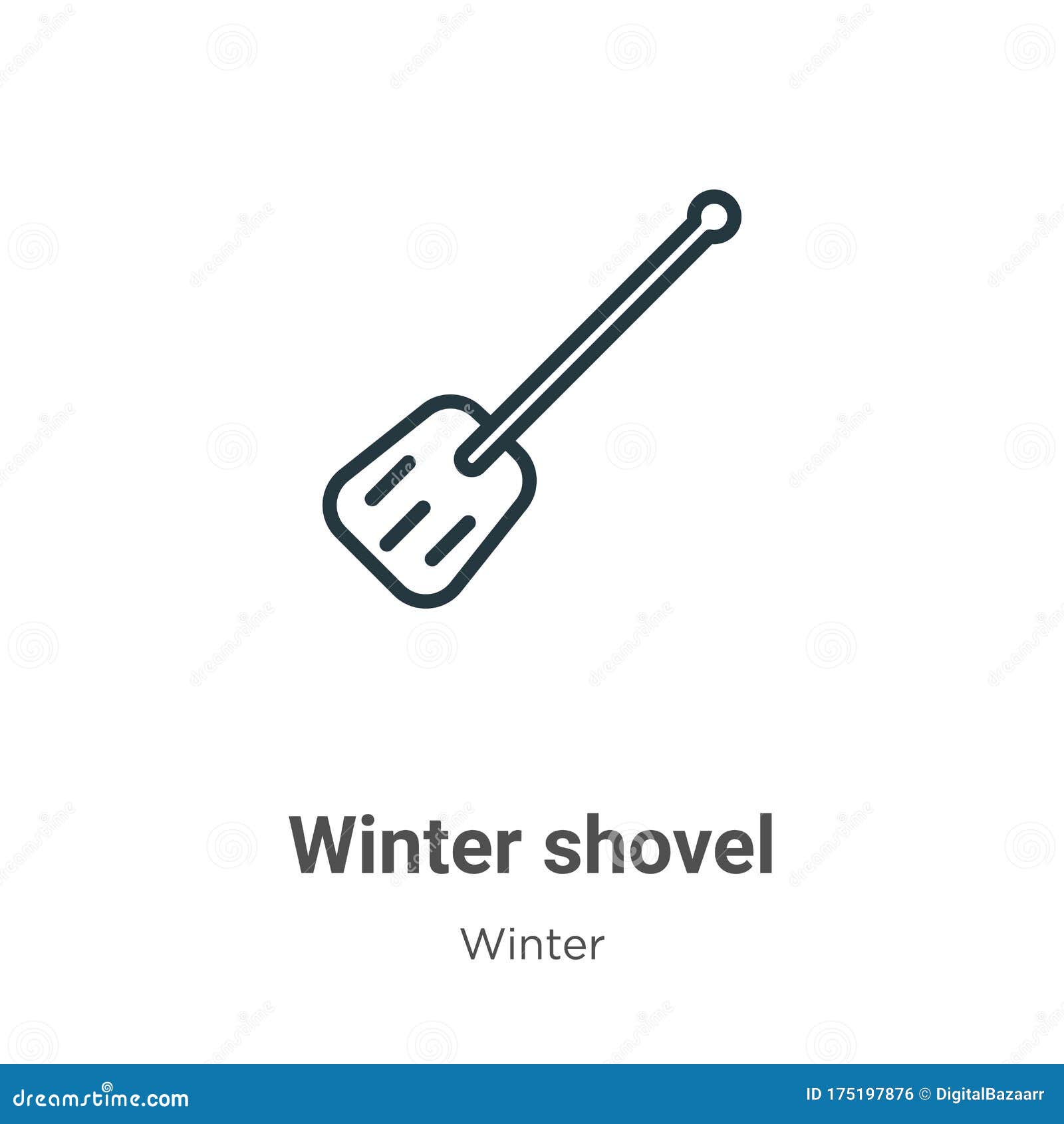 Winter Shovel Outline Vector Icon. Thin Line Black Winter Shovel Icon