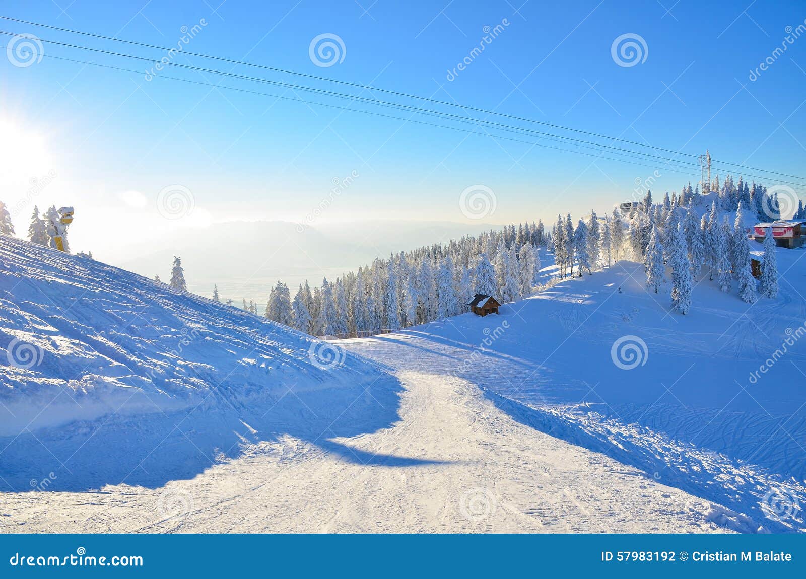 Winter ski slope stock photo. Image of illuminated, large 57983192