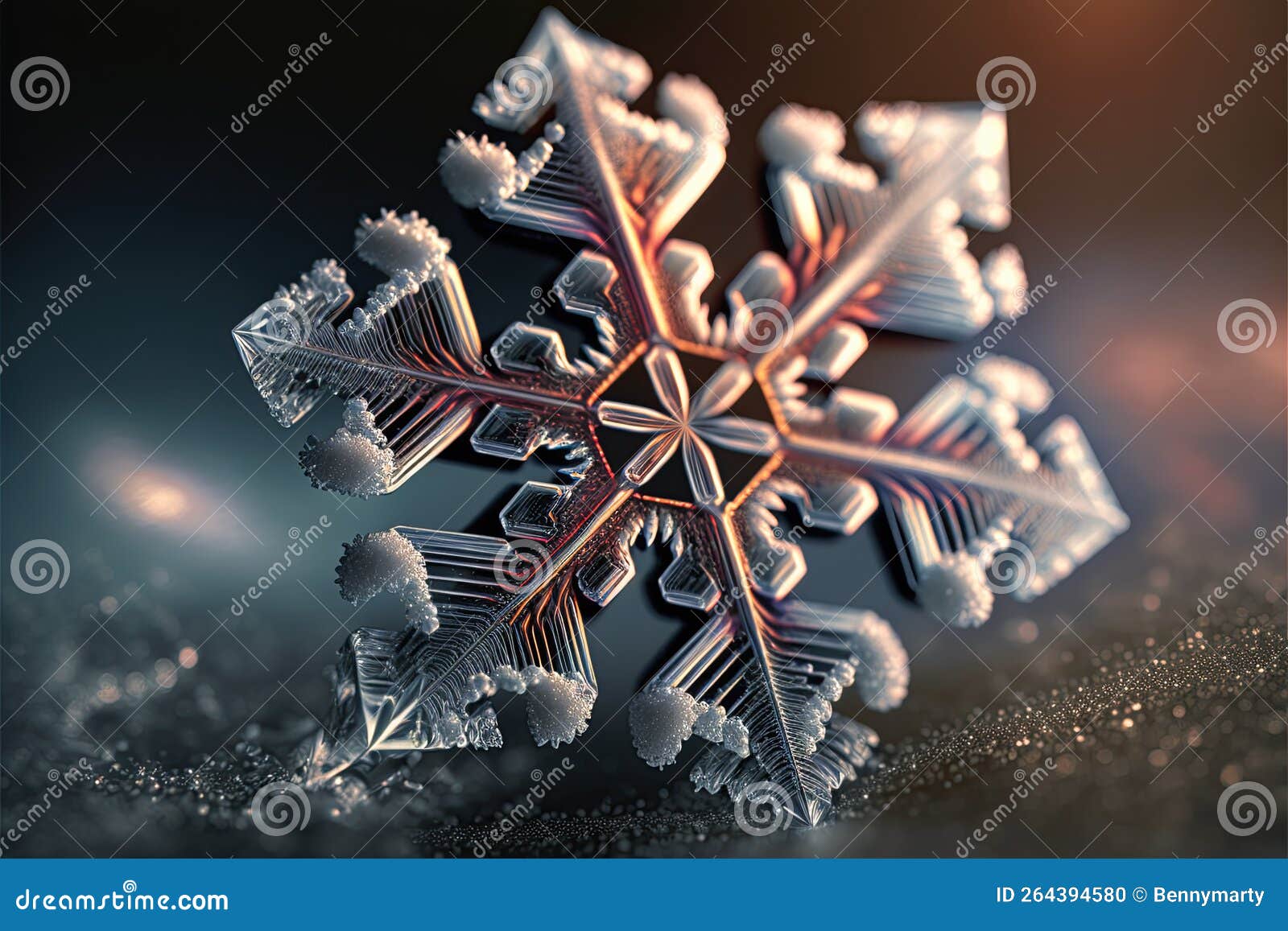 Winter Snowflake Landscape at Sunset Stock Illustration - Illustration ...