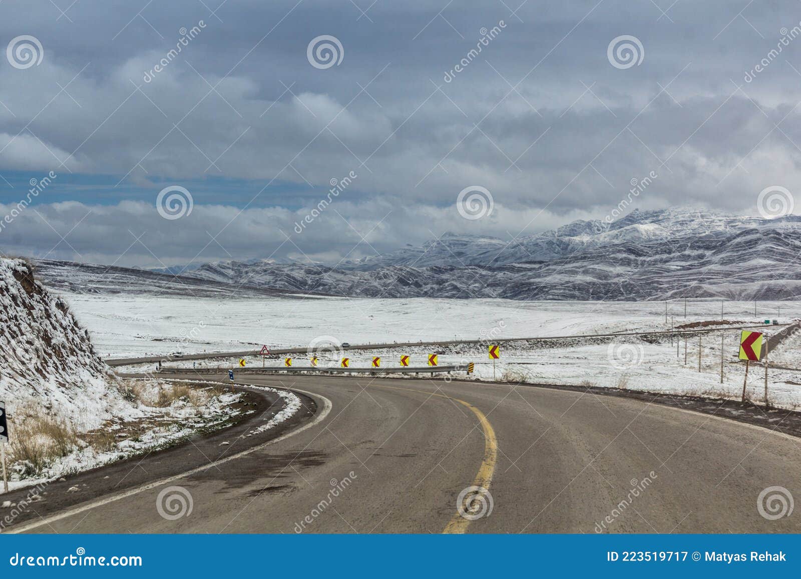 winter snowy view of road 875 between quchan and bajgiran, ir