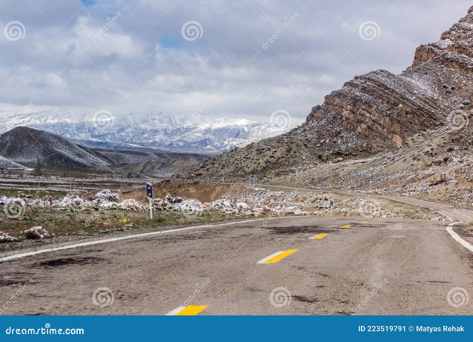 winter snowy view of road 875 between quchan and bajgiran, ir