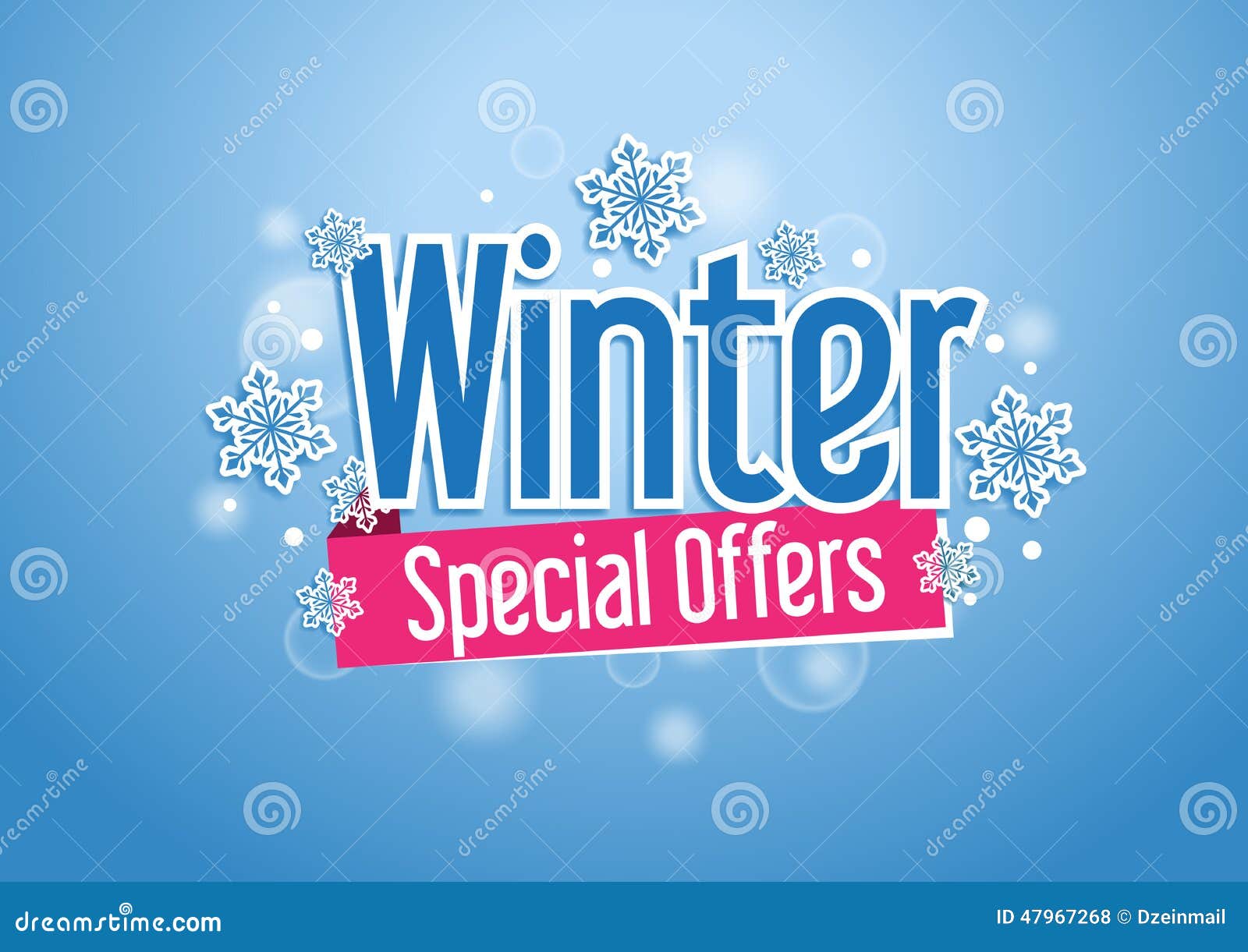winter special offers word with snows in blue background
