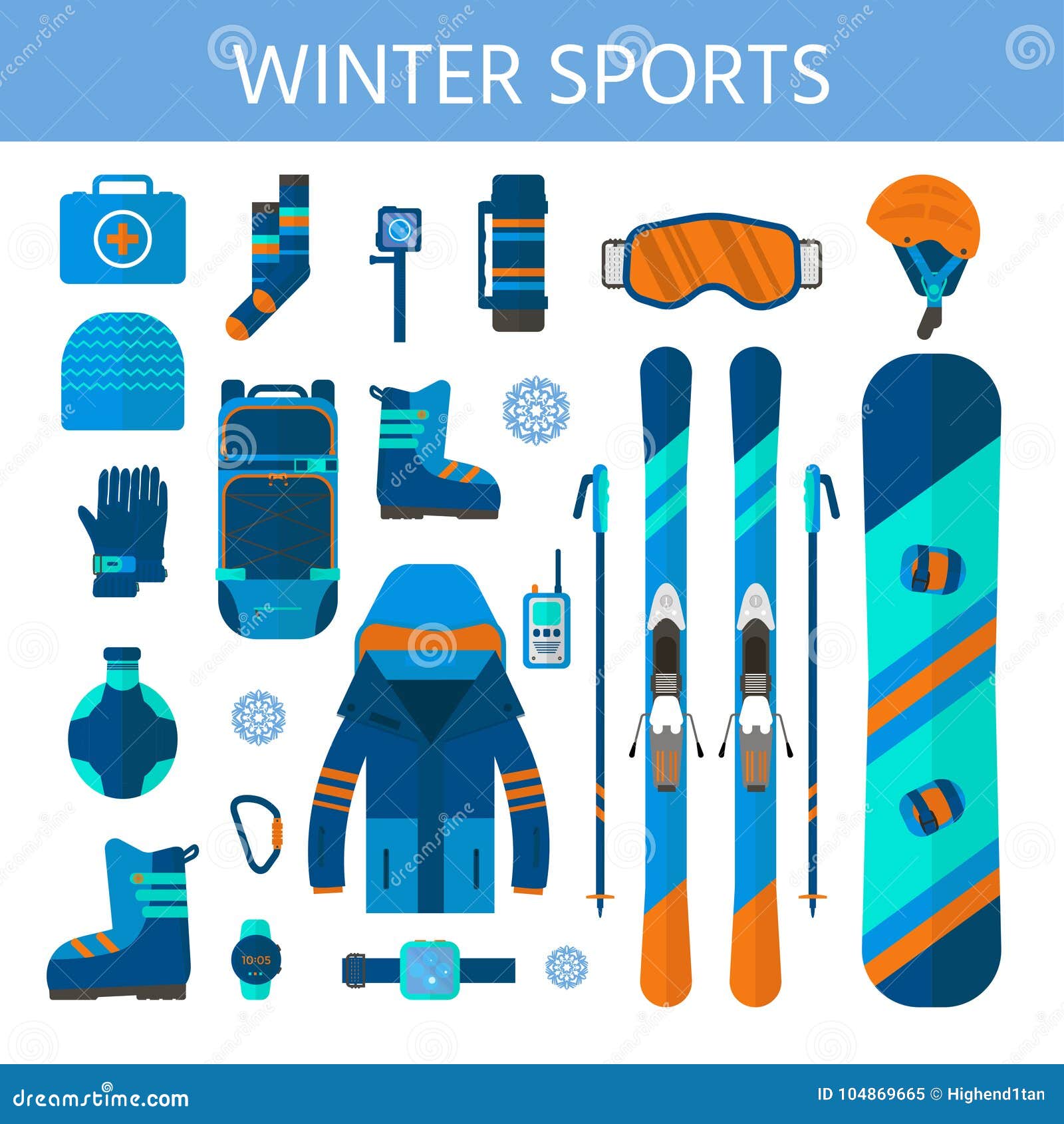 Winter Sport Icons Collection. Skiing and Snowboarding Set Equip Stock ...