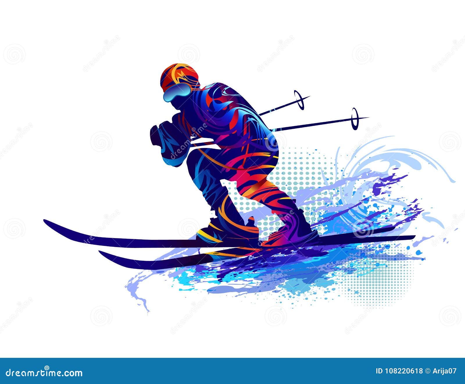 Winter Sport.Skiing Man. Vector Illustration Stock Vector ...