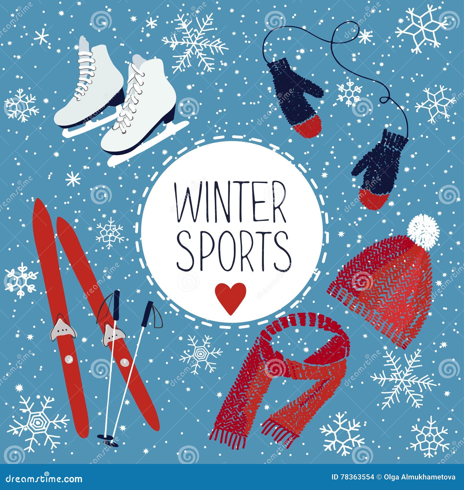 Winter Sports and Activities Stock Vector Illustration of template
