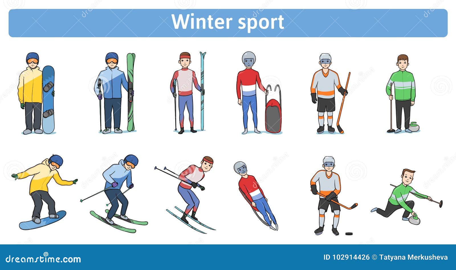 the winter sports. winter activity outdoors. athletes standing and in motion. downhill and cross-country skiing