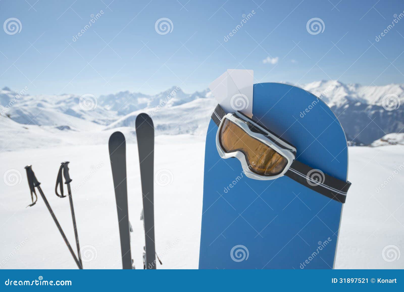 Winter Sports Equipment Blank Ski Pass Sport Such As Ski Snowboard Waiting Top Mountain Ready You Concept To 31897521 