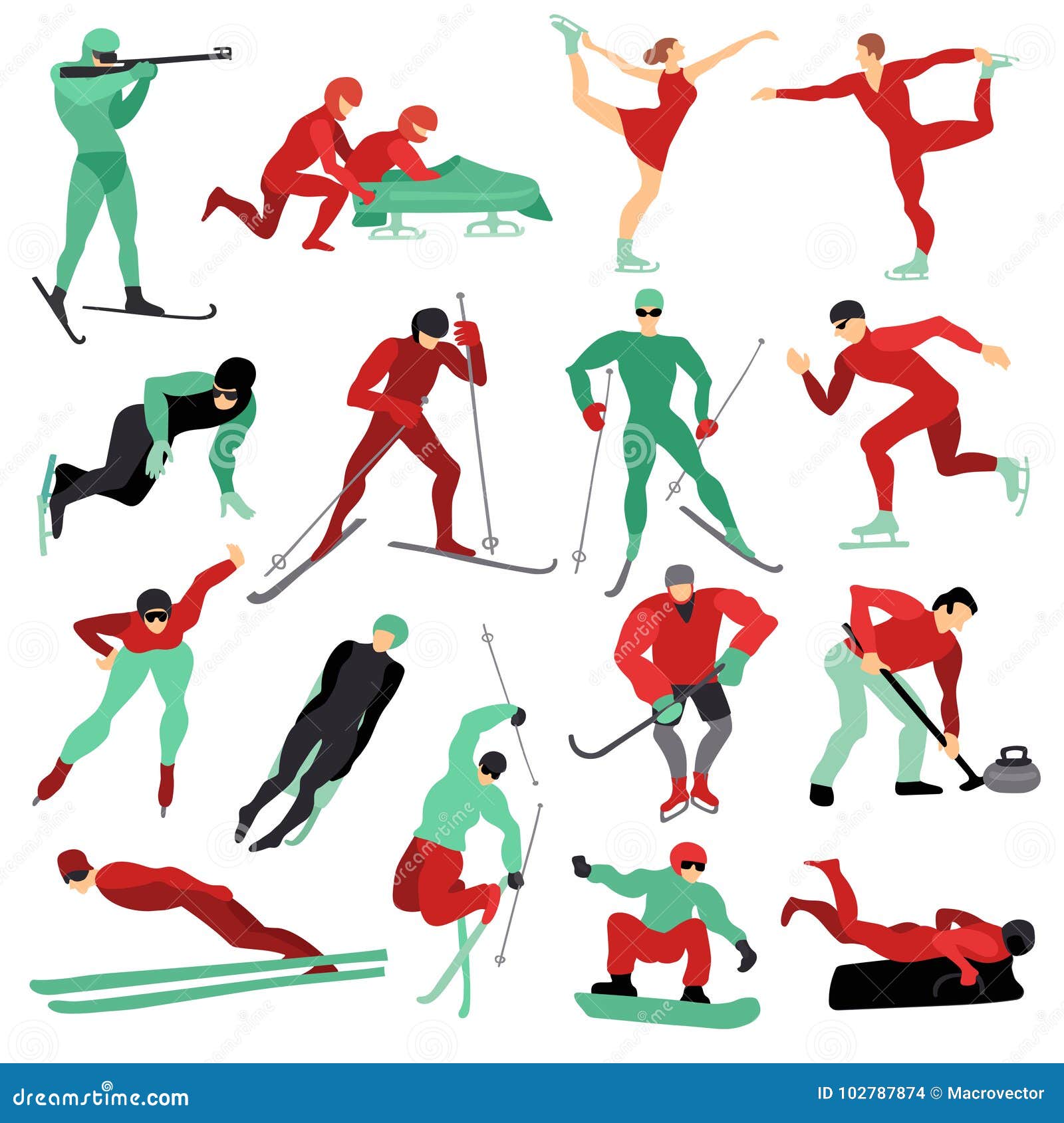 Winter Sports Set stock vector. Illustration of activity - 102787874