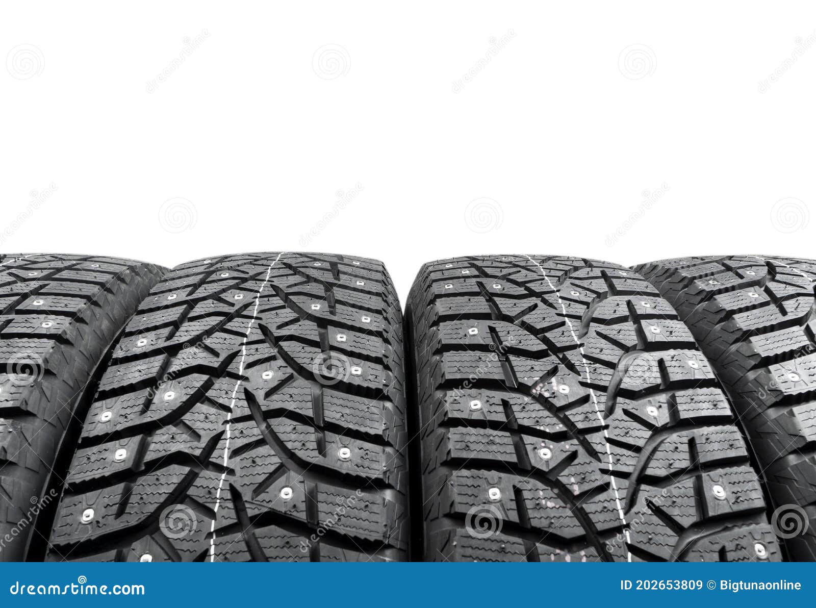 Winter Studded Tire. Winter Car Tires Isolated on White Background. Tire  Stack Background. Tyre Protector Close Up Stock Image - Image of season,  safety: 202653809