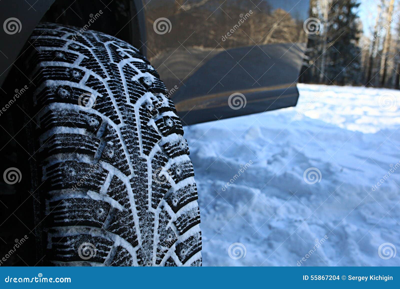 Winter studded tires stock photo. Image of texture, track 55867204