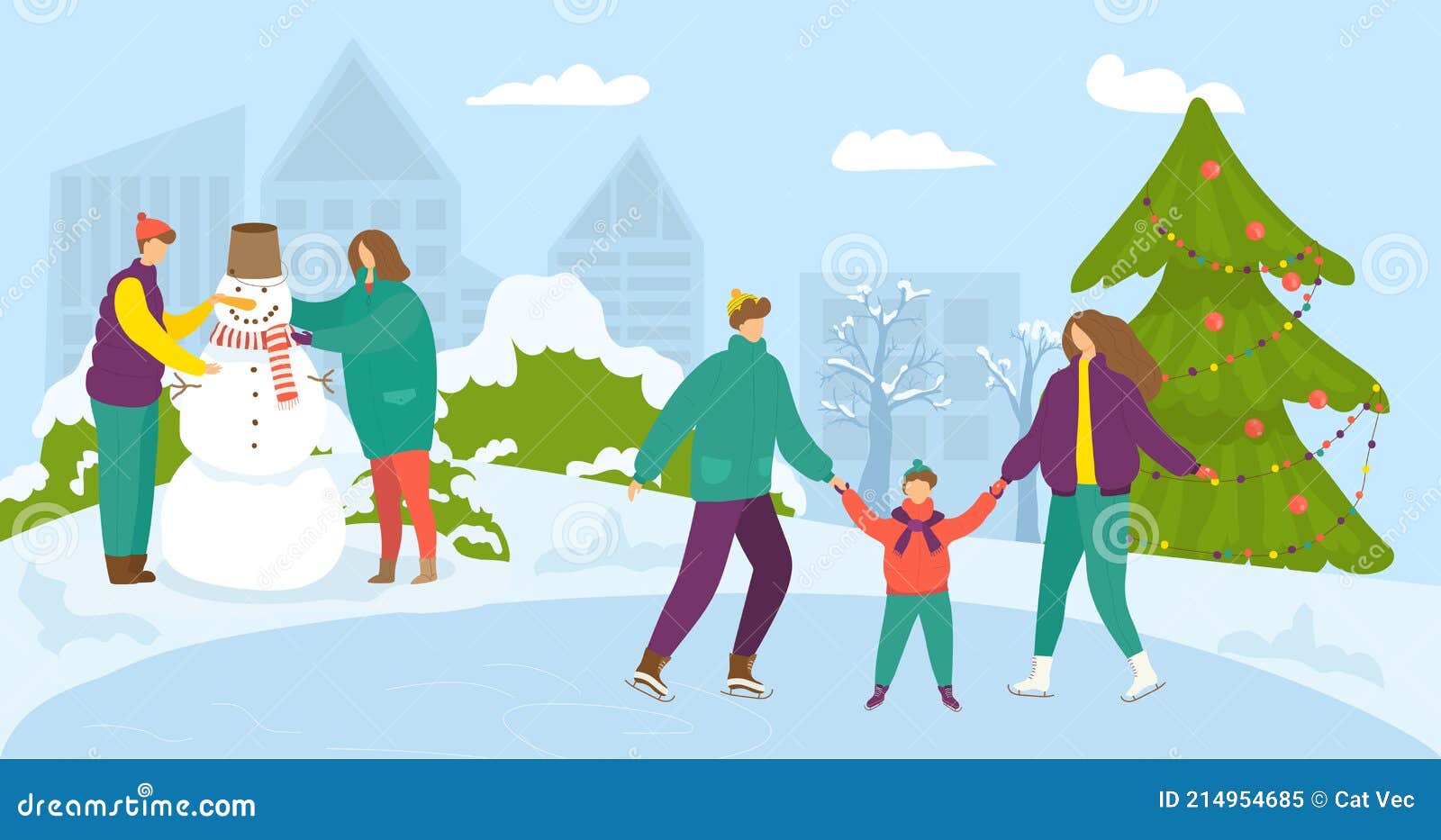 Winter Time, Cartoon People Have Fun Vector Illustration. Active Christmas Holidays in Flat Park, Happy Man Woman Stock Vector - Illustration of woman, skating: 214954685 Winter Time, Cartoon People Have Fun Vector Illustration. Active Christmas Holidays in Flat Park, Happy Man Woman Stock Vector - Illustration of woman, skating: 214954685