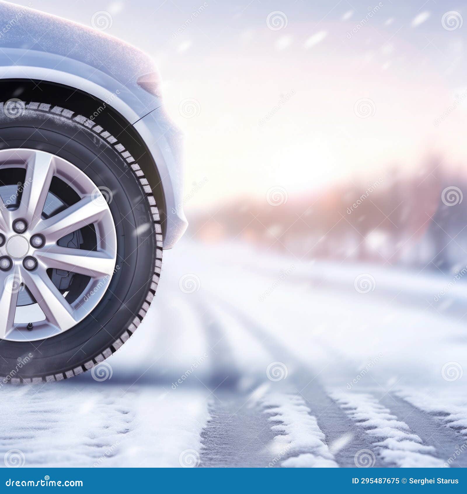 Winter Tires on a Car in the Snow, AI Stock Image Image of blue
