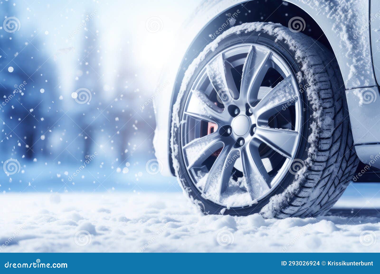 Winter Tires in Cold Winter AI Generated Stock Photo Image of drive
