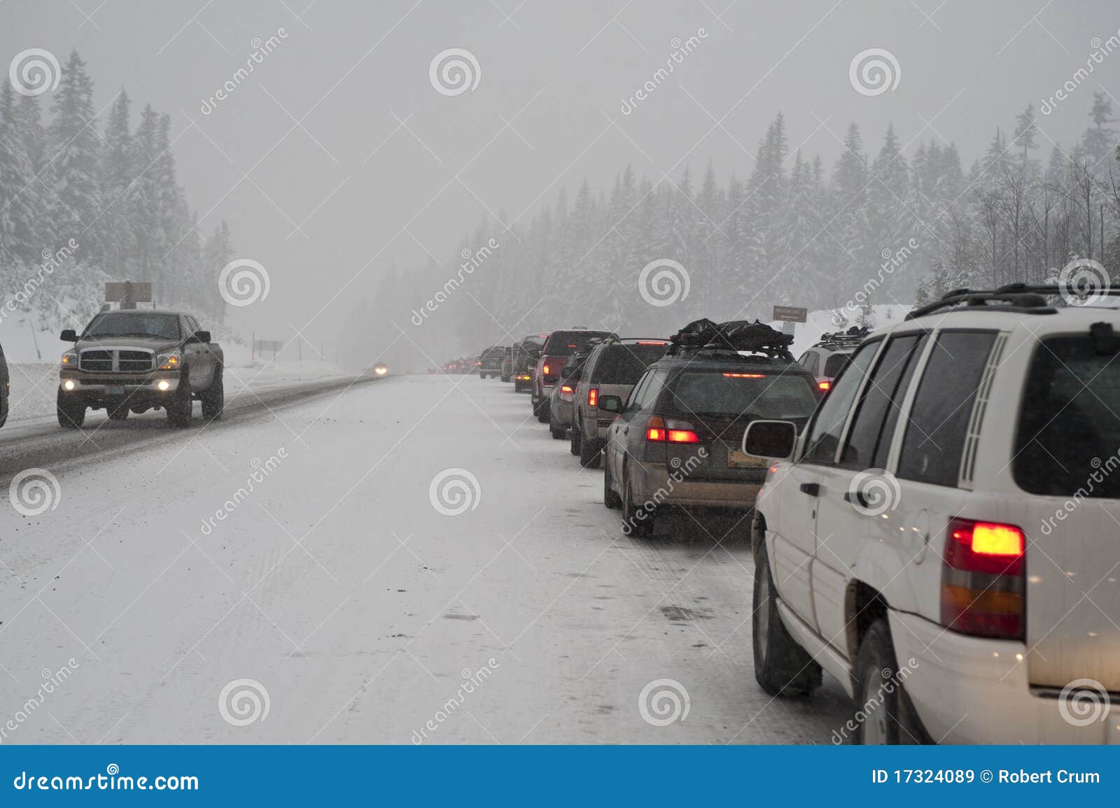 winter traffic jam