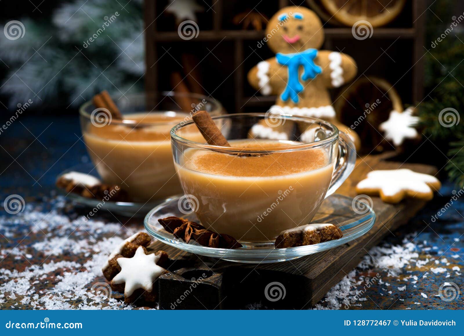 Winter Treats, Masala Tea and Gingerbread Man Cookies Stock Image ...