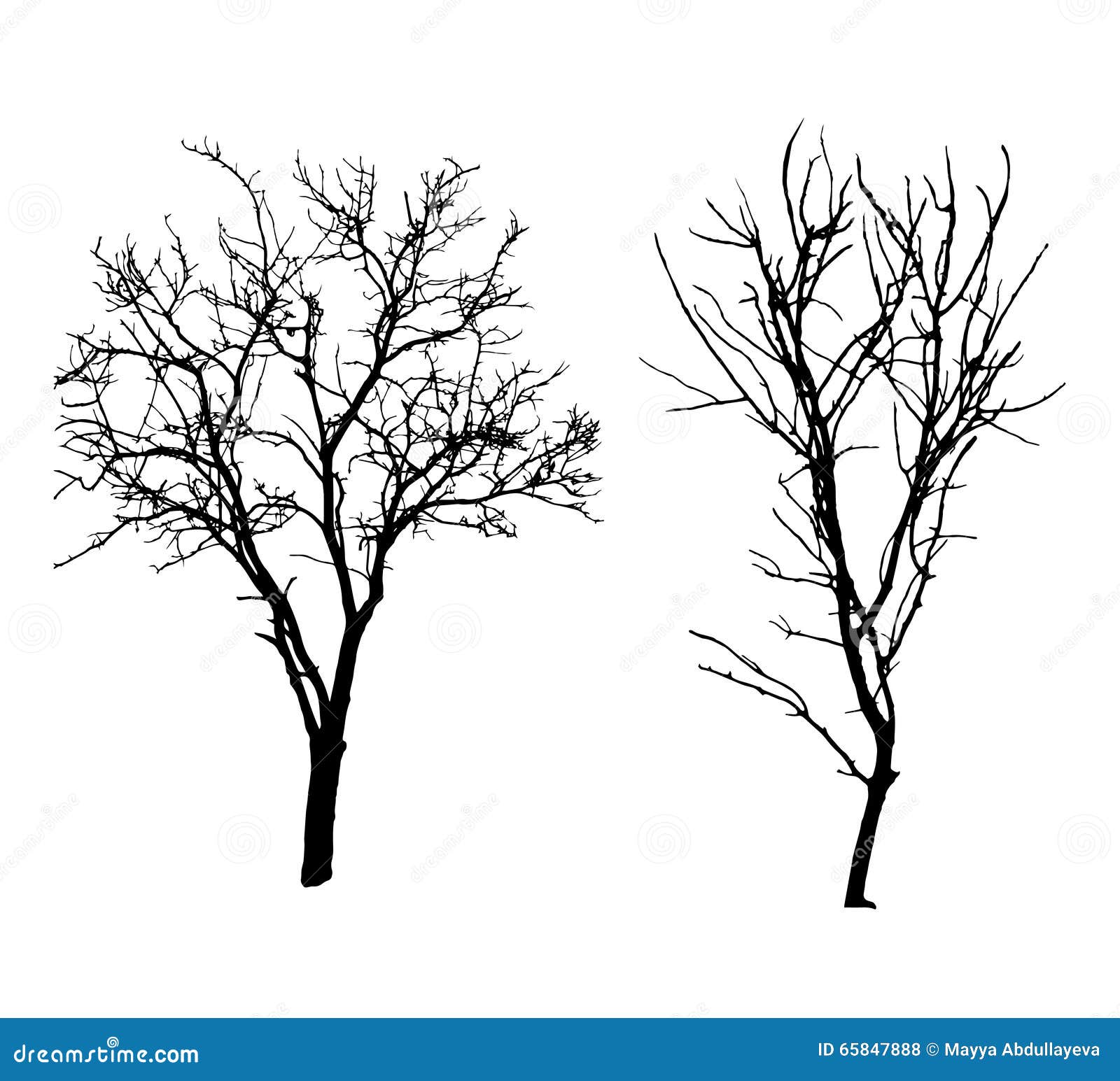 Winter Tree Black Silhouettes Stock Vector - Illustration of forest, drawn:  65847888