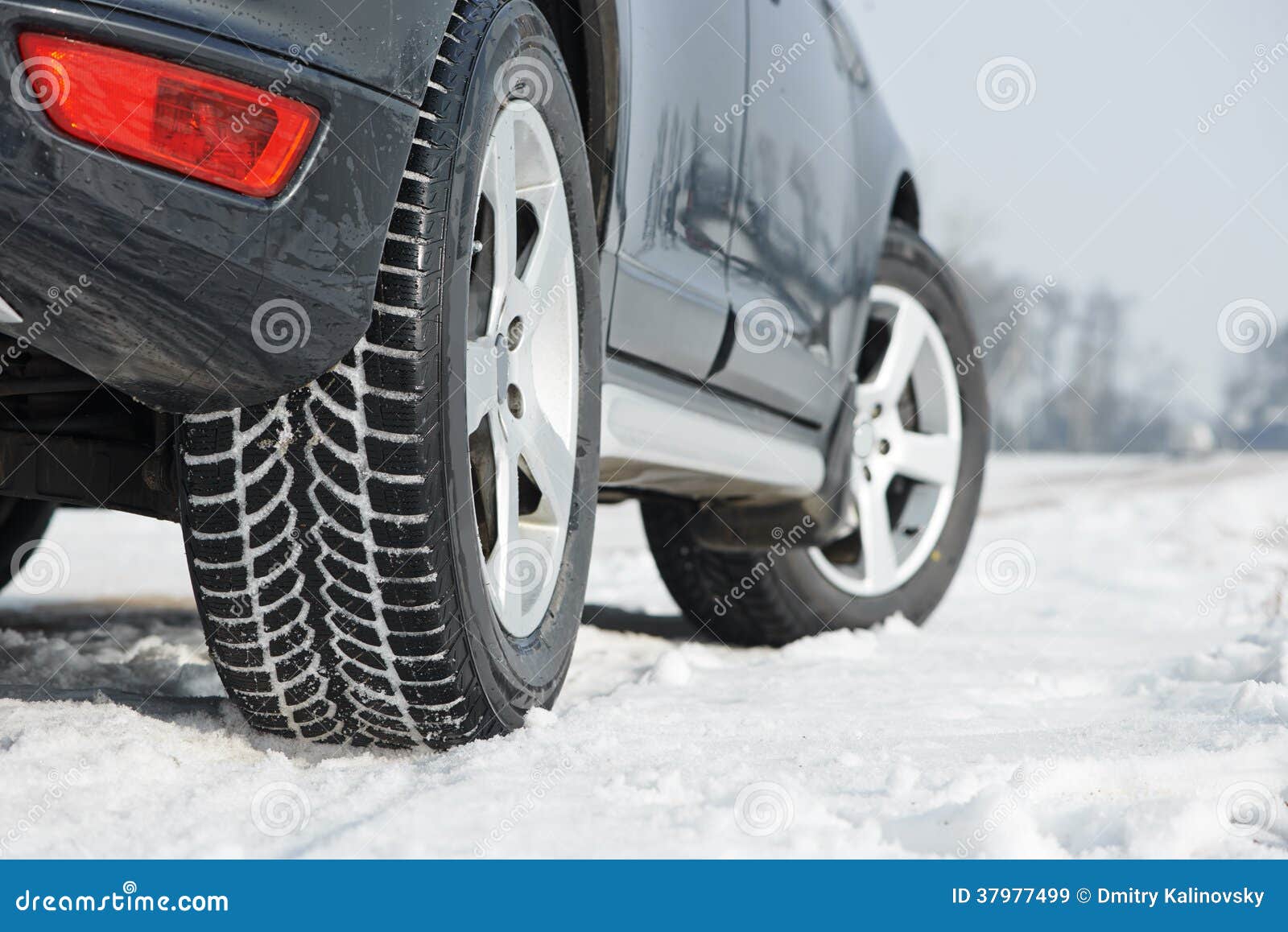 Winter Tyres Wheels Installed on Suv Car Outdoors Stock Image Image