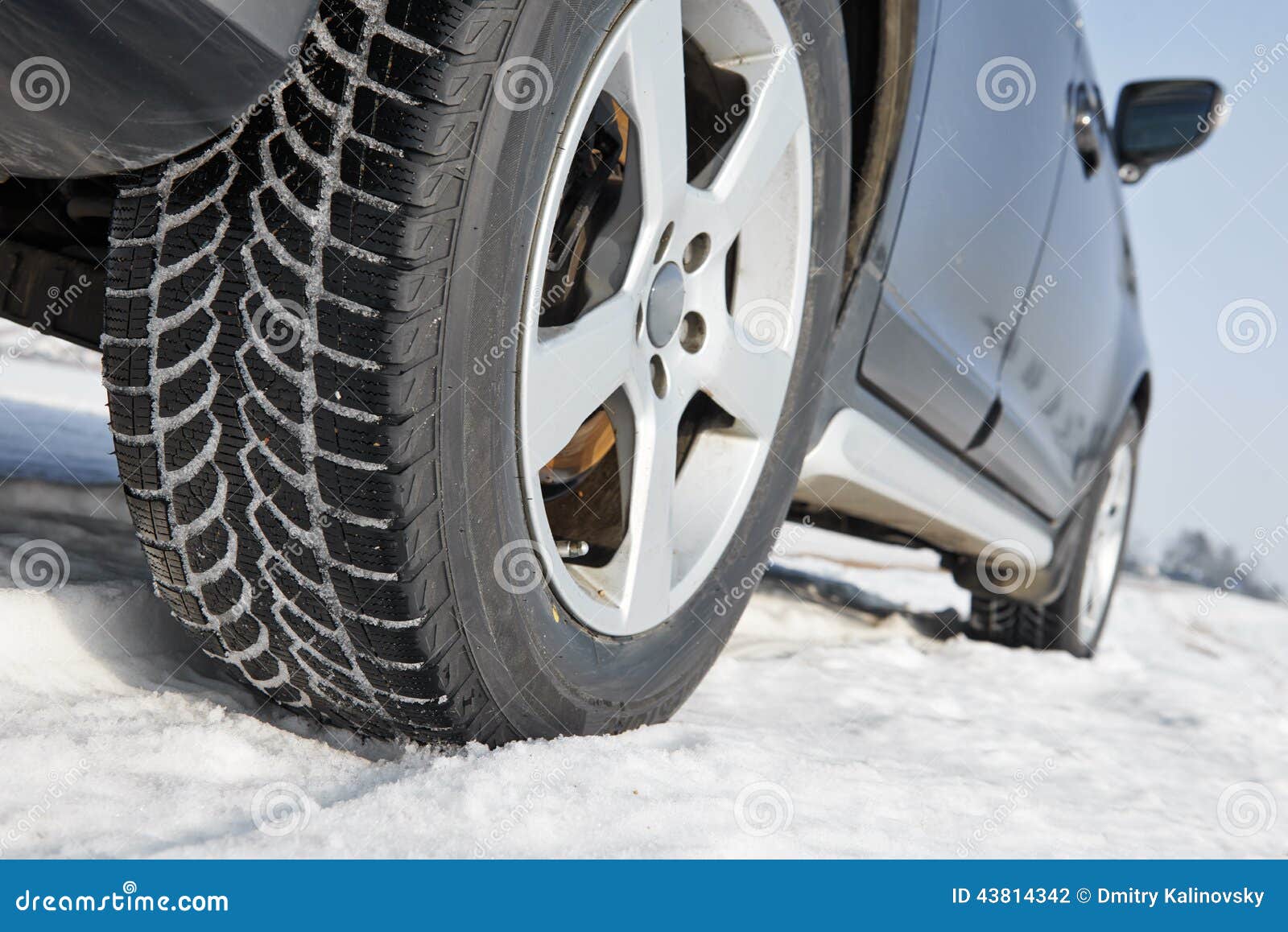winter tyres wheels installed on suv car outdoors