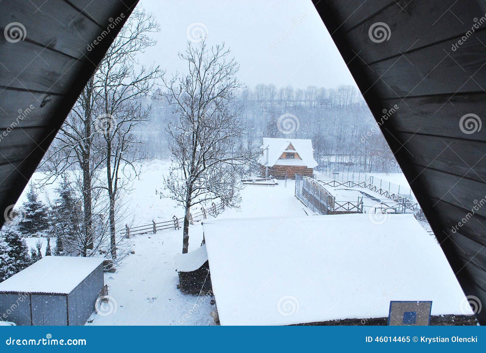 White winter in Zakopane Town - View from the window