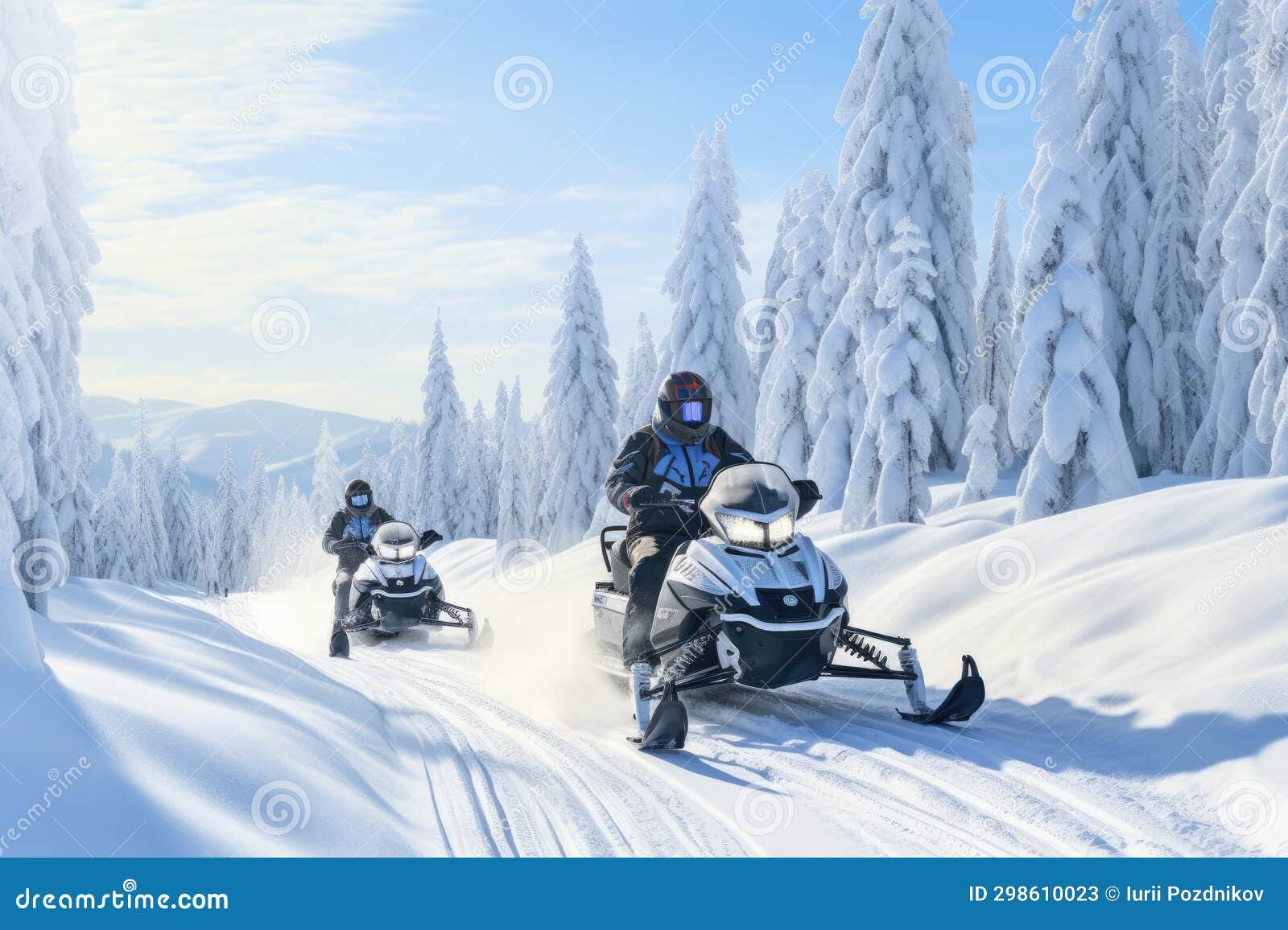 Winter Wonderland Exploration: Exciting Snowmobiling Amidst Serene 