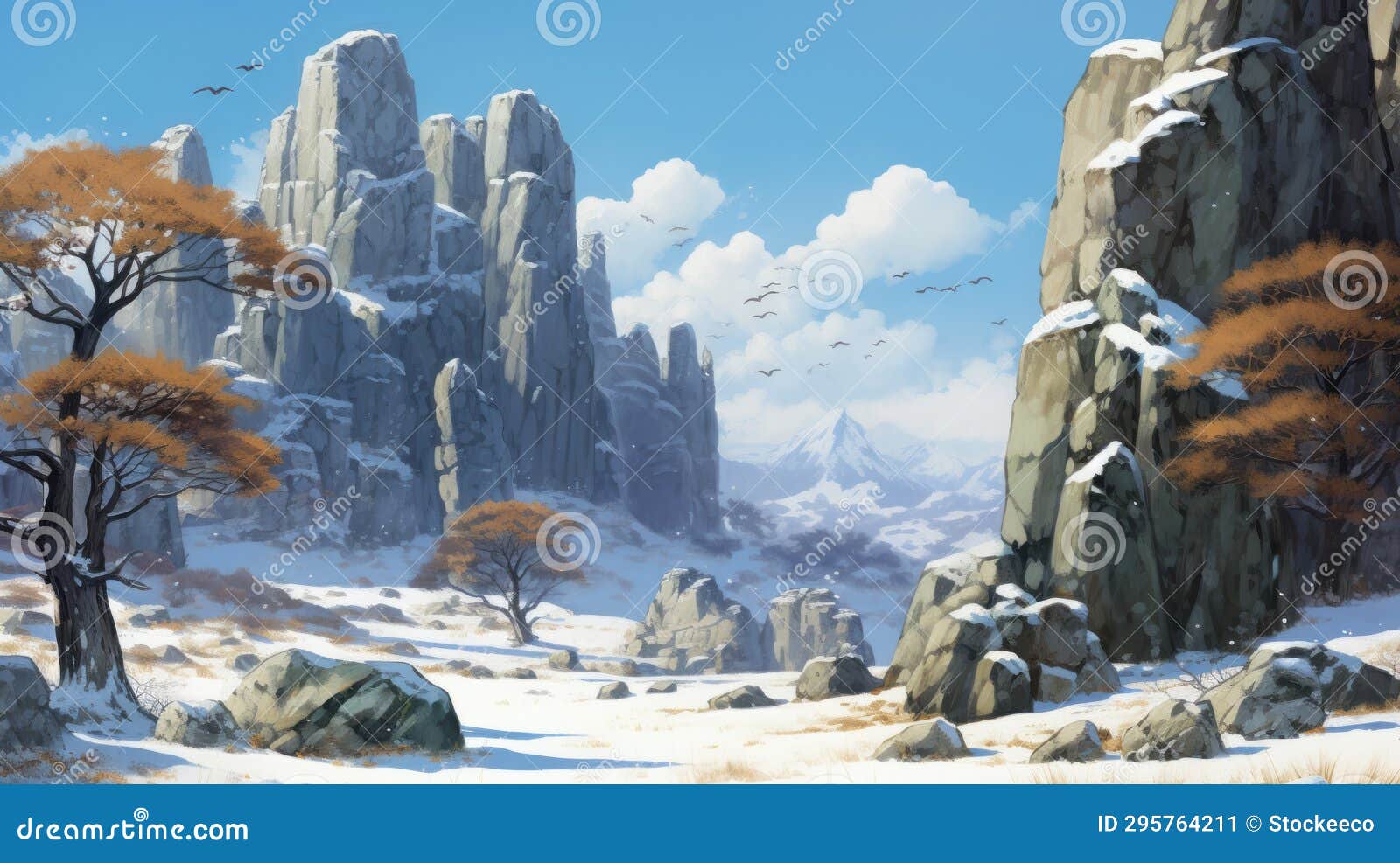 winter wonderland: a snowy landscape inspired by studio ghibli