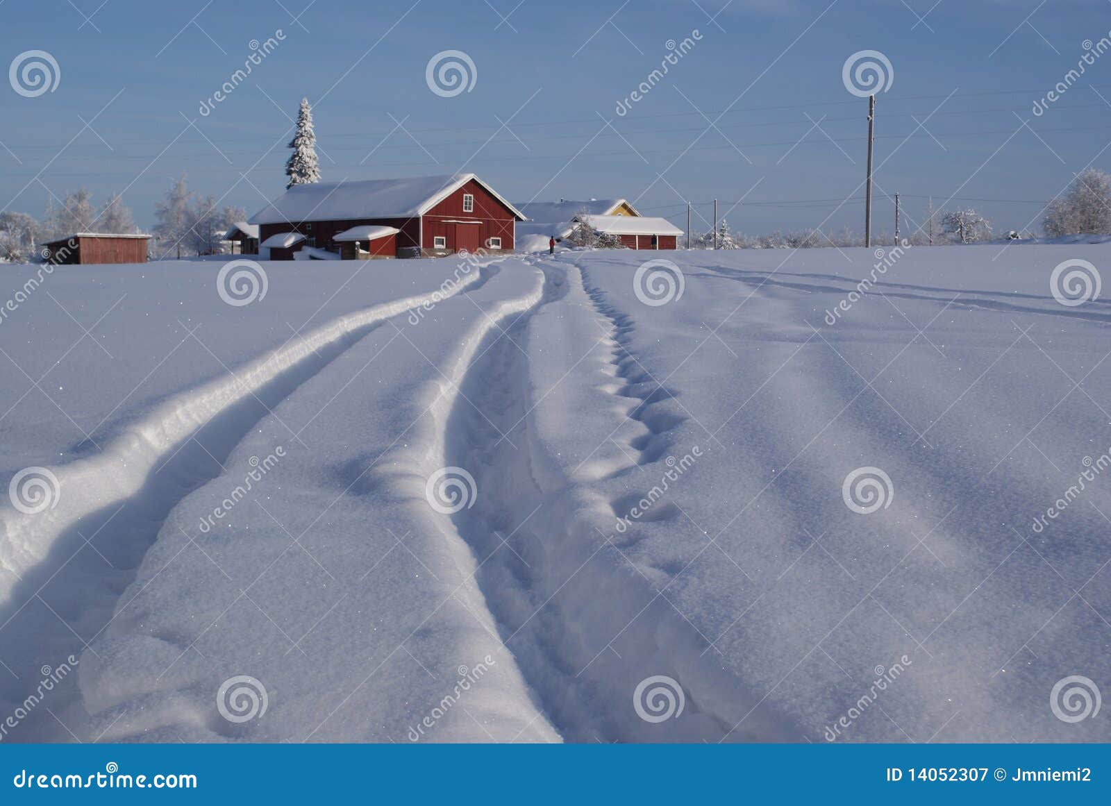 Winterfield stock image. Image of field, road, cold, wires 14052307