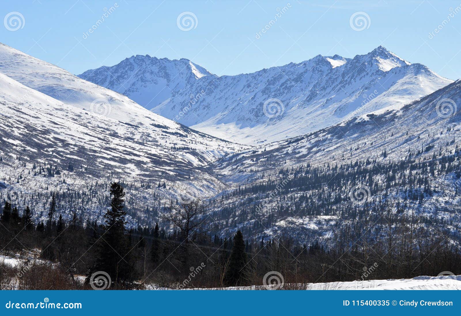 Wintry Snow Capped Peak In Alaska Stock Image Image Of Peak Range