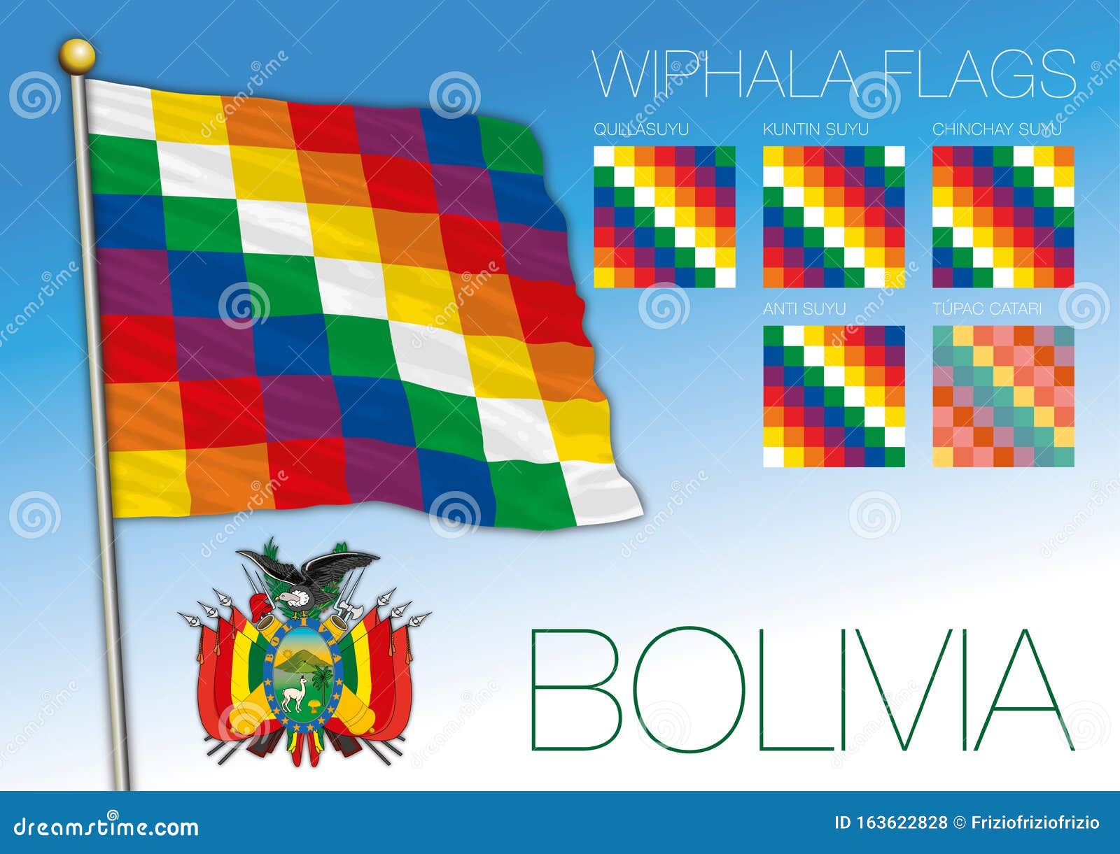 wiphala official flags, bolivia,  