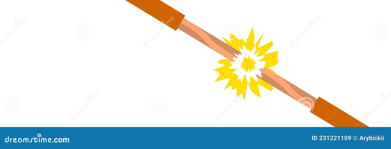 Wire is Burning. Fire Wiring. Vector Stock Vector Illustration of